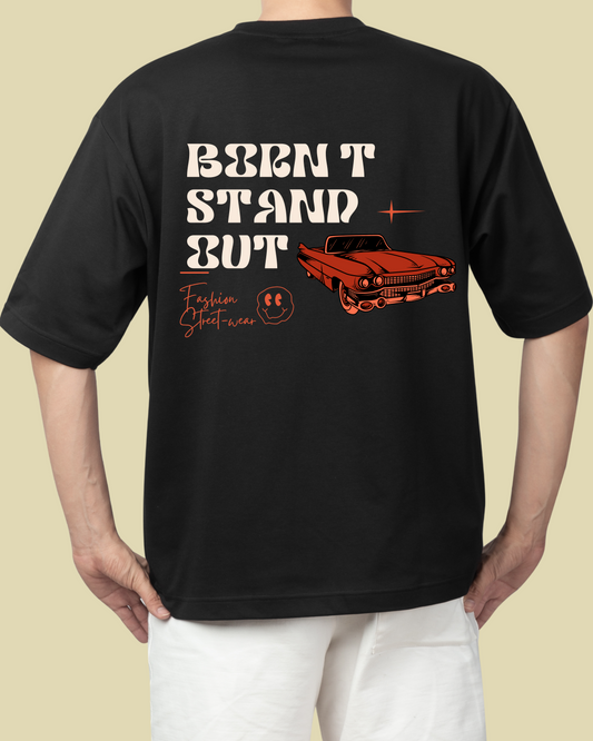TNV - Born it Stand out French Terry Cotton Premium Oversized T-Shirt (Black)