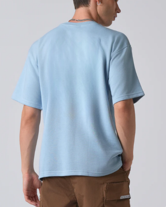 TNV - Beach French Terry Cotton Premium Oversized T-Shirt (Baby Blue)